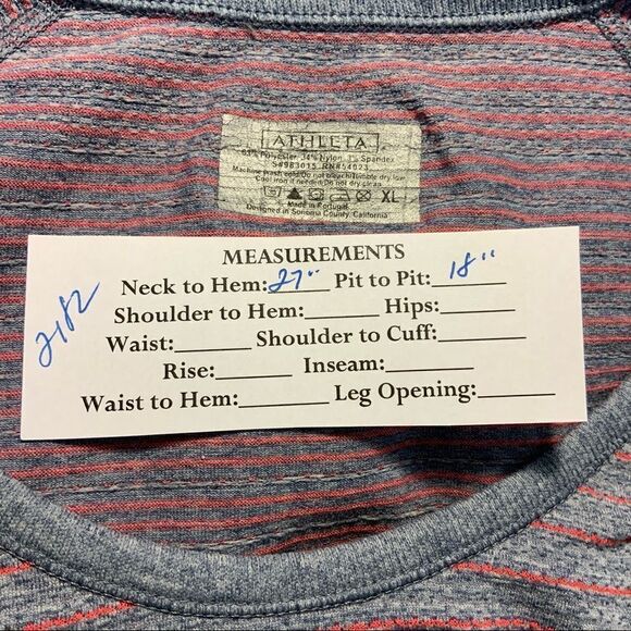 ATHLETA striped gathered front short sleeve top size XL - Picture 8 of 8